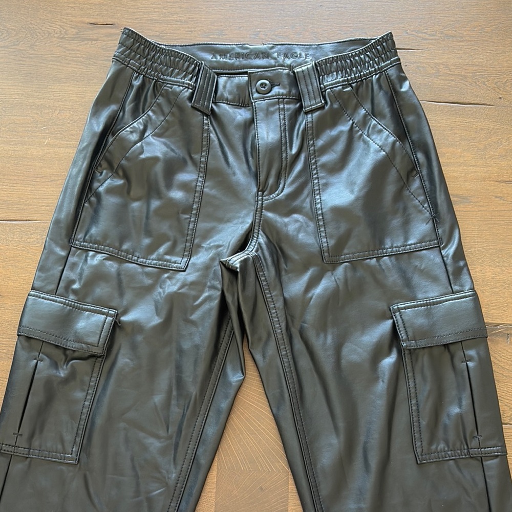 American Eagle Faux Leather Cargo Pants